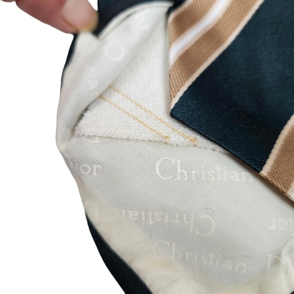 Vintage Christian Dior Dark Green & Gold Split Stripe Neck Tie Men's - Picture 8 of 10